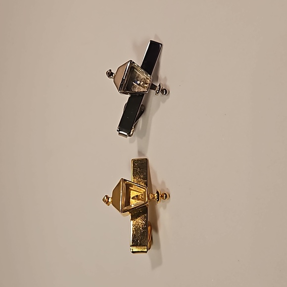 Vintage Silver & Gold Finish Gas Lamp Tie Clips - Picture 1 of 12